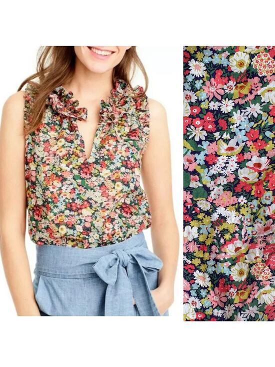 J. Crew Tops - J Crew x Liberty of London Thorpe Multicolor Floral Ruffle Sleeveless Blouse 0